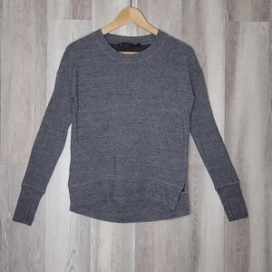 🛍Athleta Grey Fleece‎ Lined Round Neck Athletic Pullover Sweatshirt Womens XXS